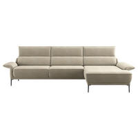 ECKSOFA in Bouclé Beige  - Beige/Schwarz, Design, Textil/Metall (330/186cm) - Johann Jakob