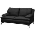 2-SITZER-SOFA Schwarz Echtleder  - Schwarz, Design, Leder/Metall (178/92/98cm) - Novel