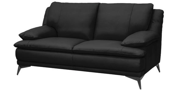 2-SITZER-SOFA Schwarz Echtleder  - Schwarz, Design, Leder/Metall (178/92/98cm) - Novel