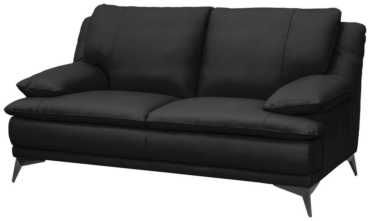 2-SITZER-SOFA Schwarz Echtleder  - Schwarz, Design, Leder/Metall (178/92/98cm) - Novel