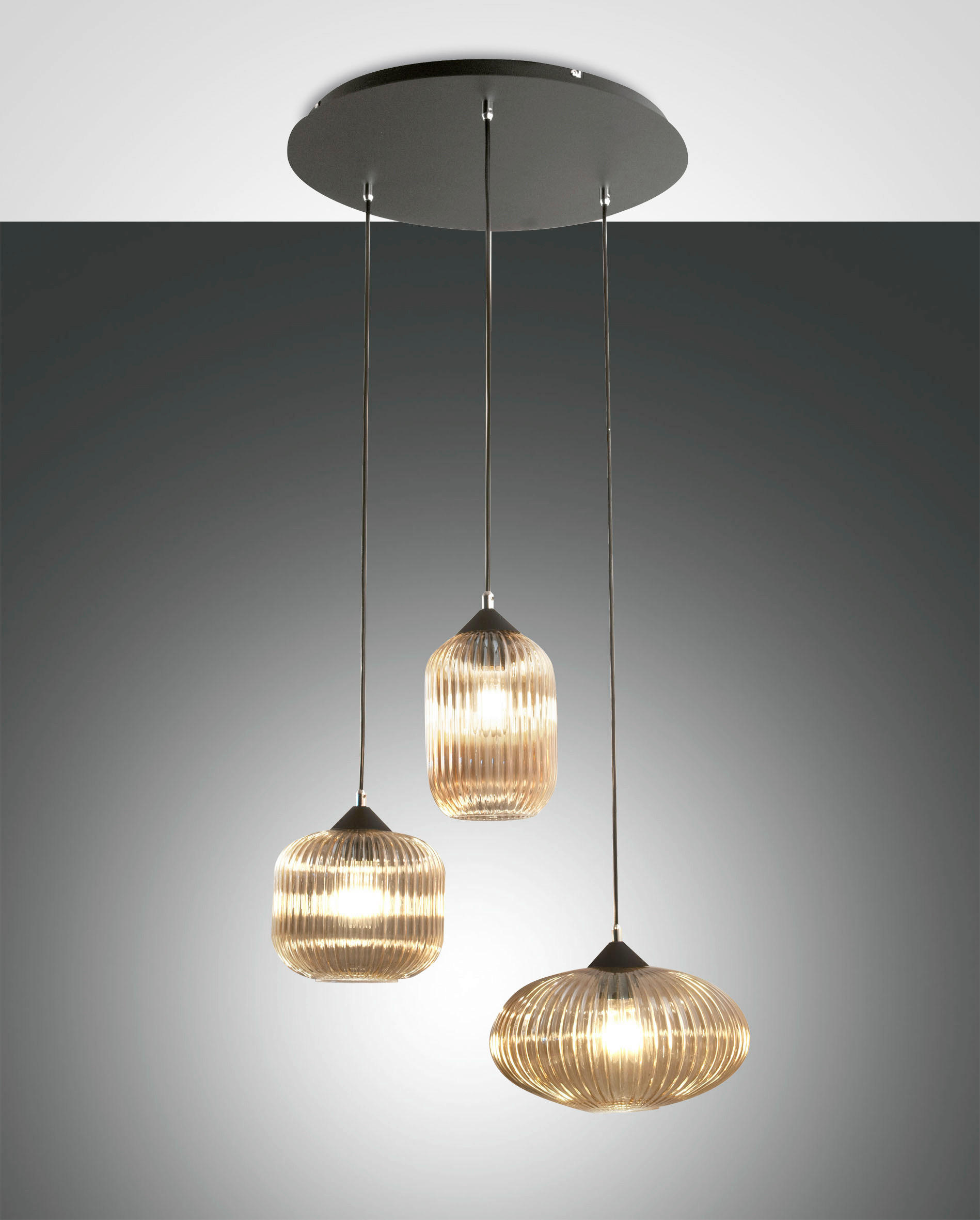 PENDELLEUCHTE 50/200 cm  - Schwarz, Design, Glas/Metall (50/200cm) - Fabas Luce