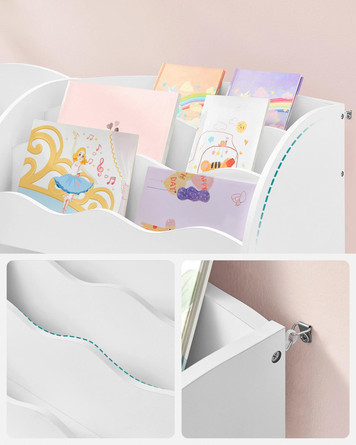 KINDERREGAL 62,5/70,2/29,5 cm  - Weiß, MODERN, Holzwerkstoff/Textil (62,5/70,2/29,5cm) - MID.YOU