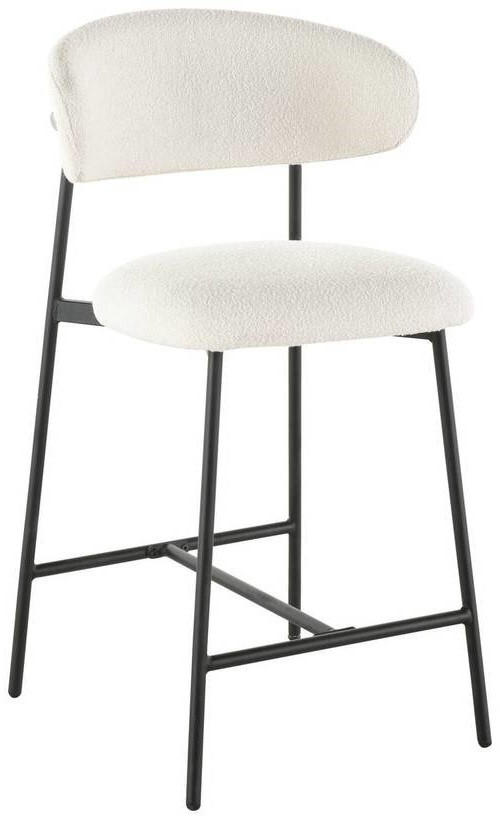 BARHOCKER Bouclé Weiß Eisen Pappel Sperrholz  - Schwarz/Weiß, LIFESTYLE, Holz/Textil (53/104/54cm) - Livetastic