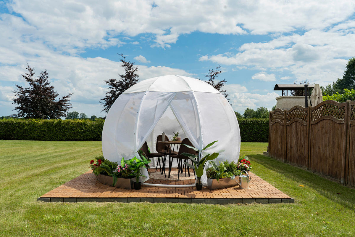 PAVILLON 484/275/484 cm Aluminium  - Silberfarben/Weiß, Basics, Textil/Metall (484/275/484cm)