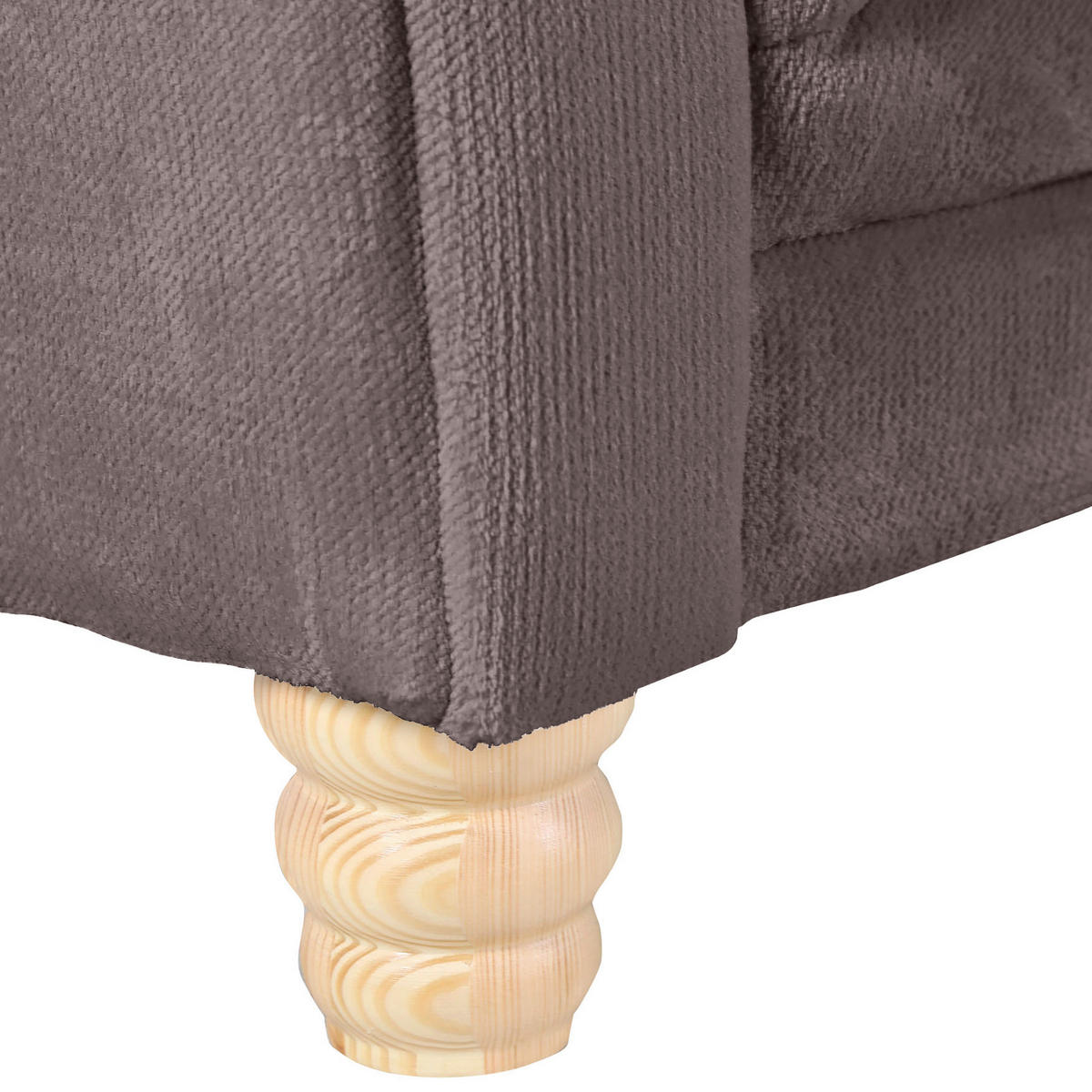 BIG SOFFA i plysch lerfärgad  - furufärgad/lerfärgad, Trend, trä/textil (273/85/110cm) - MID.YOU