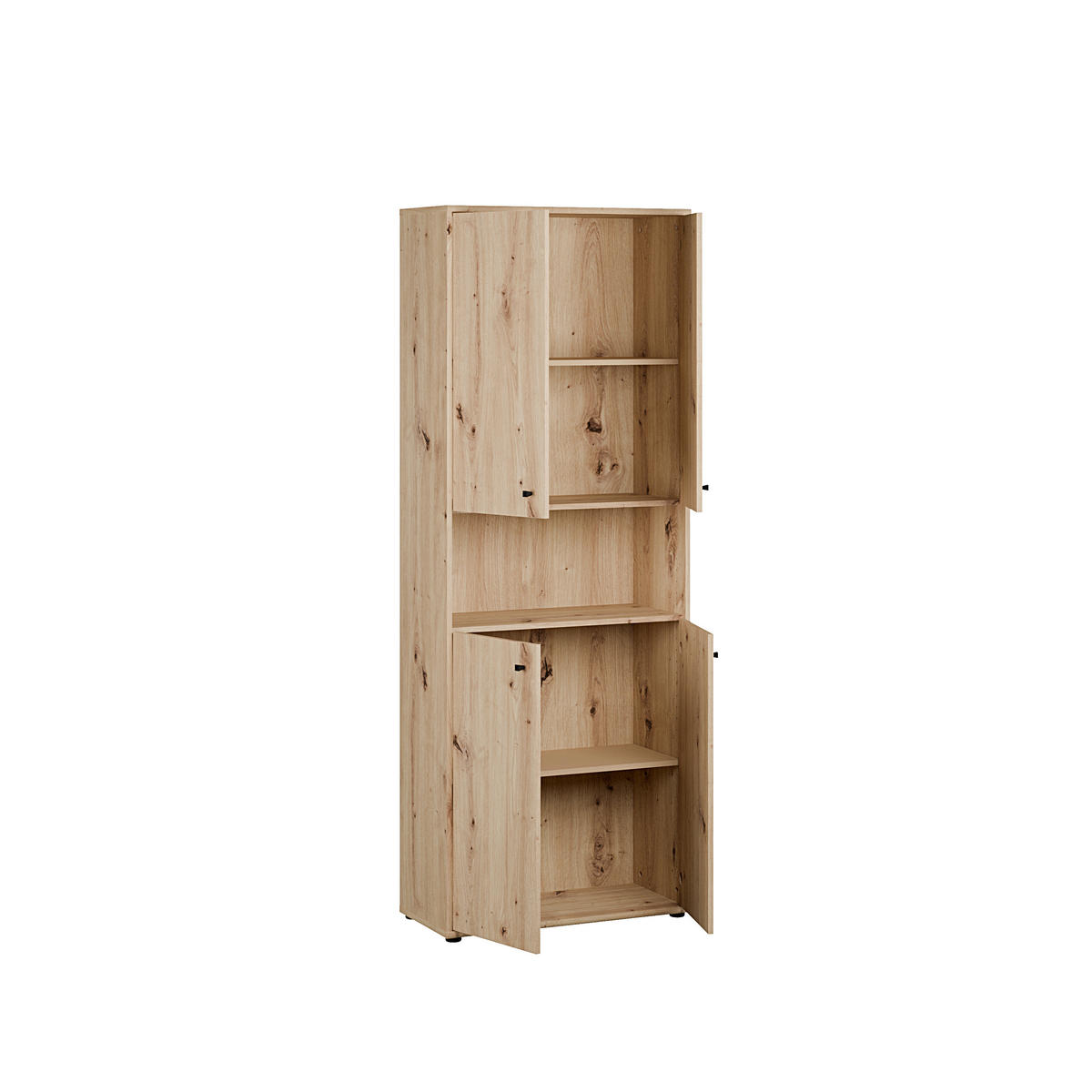 DREHTÜRENSCHRANK 73,7/197,5/34,8 cm,  in Eiche Artisan, 4 Tür(en)  - Schwarz/Eiche Artisan, Design, Holzwerkstoff/Kunststoff (73,7/197,5/34,8cm)