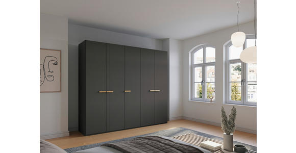 DREHTÜRENSCHRANK 251/235/60 cm 5-türig Graphitfarben - Graphitfarben, Trend, Holz/Holzwerkstoff (251/235/60cm) - Novel