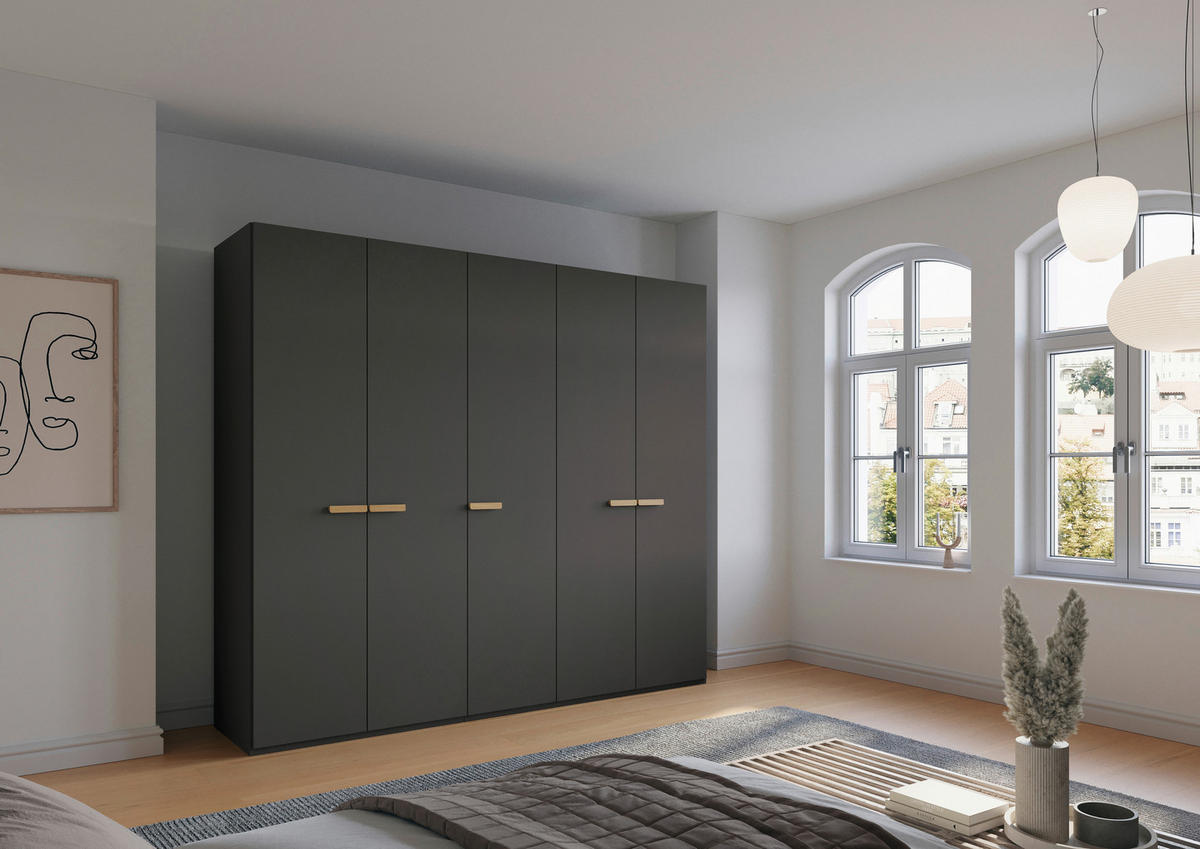 DREHTÜRENSCHRANK 251/235/60 cm 5-türig Graphitfarben  - Graphitfarben, Trend, Holz/Holzwerkstoff (251/235/60cm) - Novel