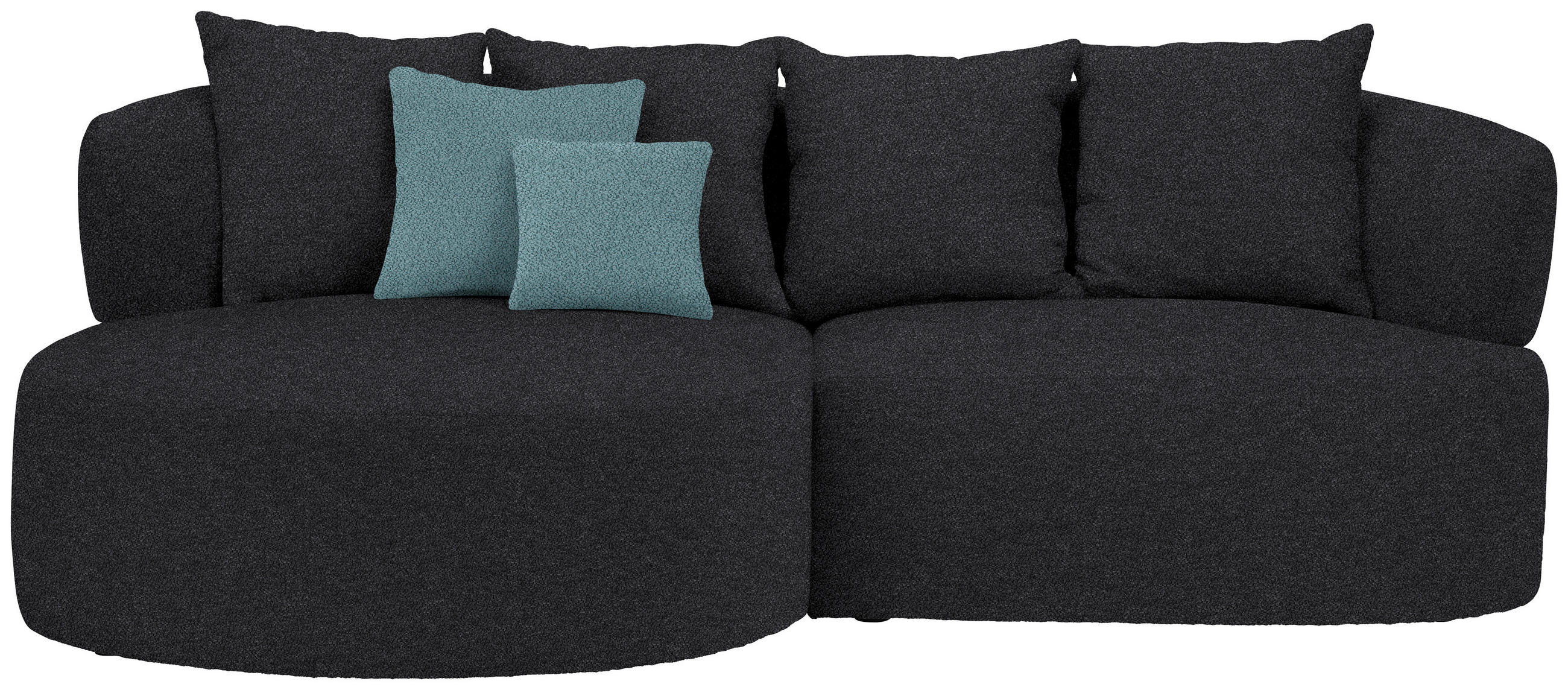 ECKSOFA in Plüsch Anthrazit  166/235 cm  - Anthrazit/Petrol, MODERN, Kunststoff/Textil (166/235cm) - Hom`in