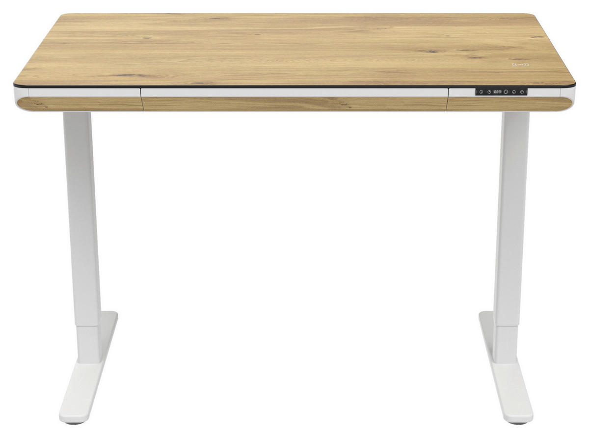 SKRIVBORD 120/70/73-118 cm  i vit, ek Artisan  - vit/ek Artisan, Klassisk, metall/trämaterial (120/70/73-118cm) - Xora