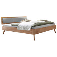 BETT 180/200 cm,  in Buchefarben, gepolstertes Kopfteil,  - Buchefarben/Grau, Design, Holz (180/200cm) - Hasena