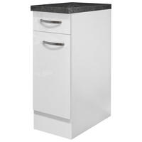 KÜCHENUNTERSCHRANK 30/86/60 cm  in Weiß, Weiß Hochglanz  - Schieferfarben/Edelstahlfarben, MODERN, Holzwerkstoff/Metall (30/86/60cm) - FlexWell