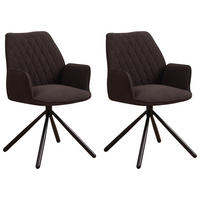 ARMLEHNSTUHL-SET 2 Stück   - Schwarz/Braun, Design, Textil/Metall (56/97/52,5cm) - MID.YOU