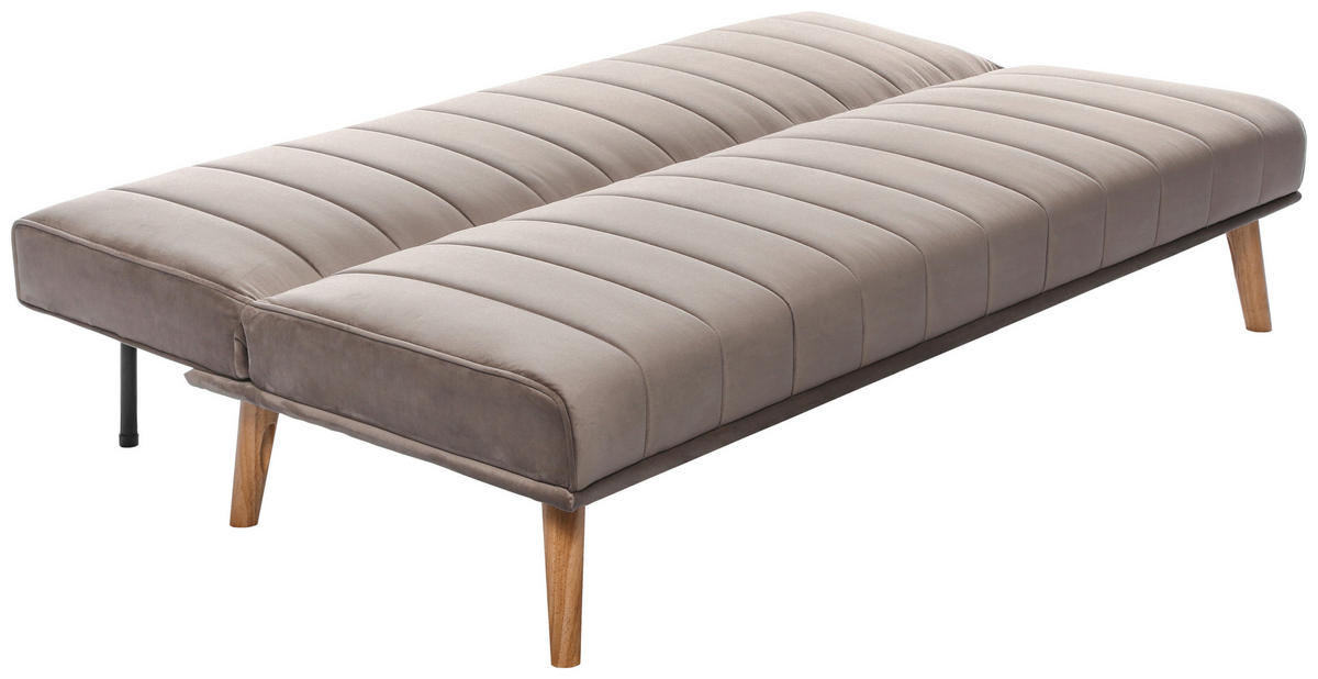 SCHLAFSOFA Samt Grau  - Naturfarben/Grau, Design, Holz/Textil (180/81/86cm) - P & B