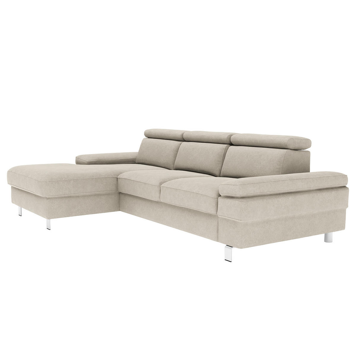 ECKSOFA in Mikrofaser Silberfarben  - Silberfarben, Konventionell, Textil/Metall (259/82/182cm) - Trendmanufaktur