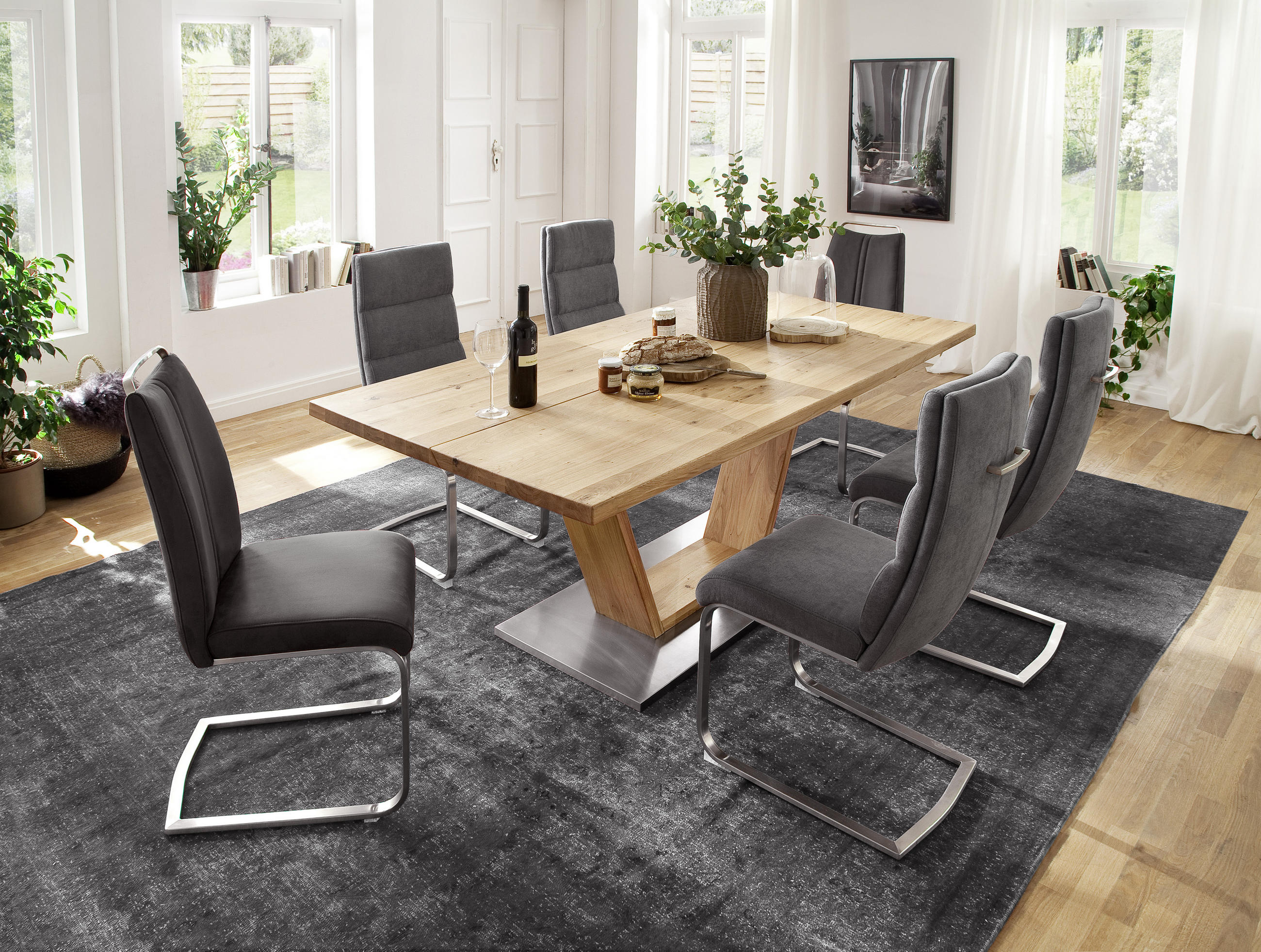 MATBORD i trä, metall, trämaterial 200/100/77 cm   - ekfärgad, Design, metall/trämaterial (200/100/77cm) - Livetastic