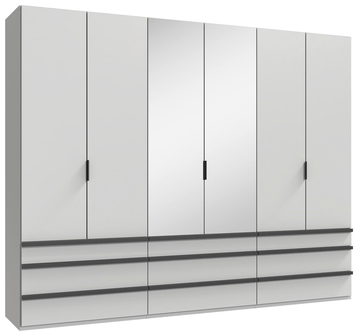 FALTTÜRENSCHRANK 300/216/58 cm 3-türig Weiß  - Schwarz/Weiß, Design, Glas/Holzwerkstoff (300/216/58cm) - Boxxx