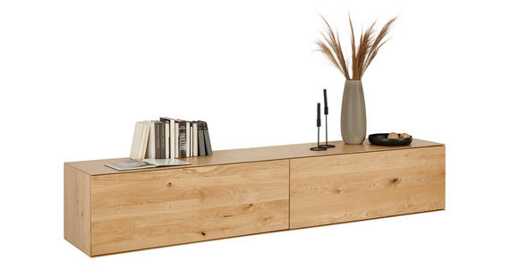 LOWBOARD  242/44/50 cm  Typenauswahl, Beimöbel erhältlich, hängend, in verschiedenen Holzdekoren erhältlich  - Eichefarben/Schwarz, Design, Holz/Holzwerkstoff (242/44/50cm) - Dieter Knoll