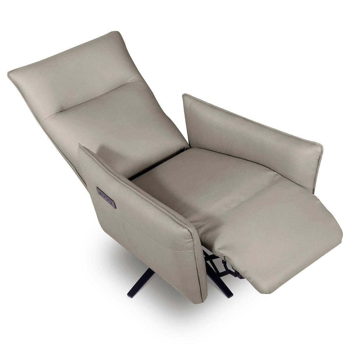 RELAXSESSEL Lederlook Relaxfunktion, Rücken echt    - Hellgrau/Schwarz, Design, Textil/Metall (77/107/88cm) - Livetastic