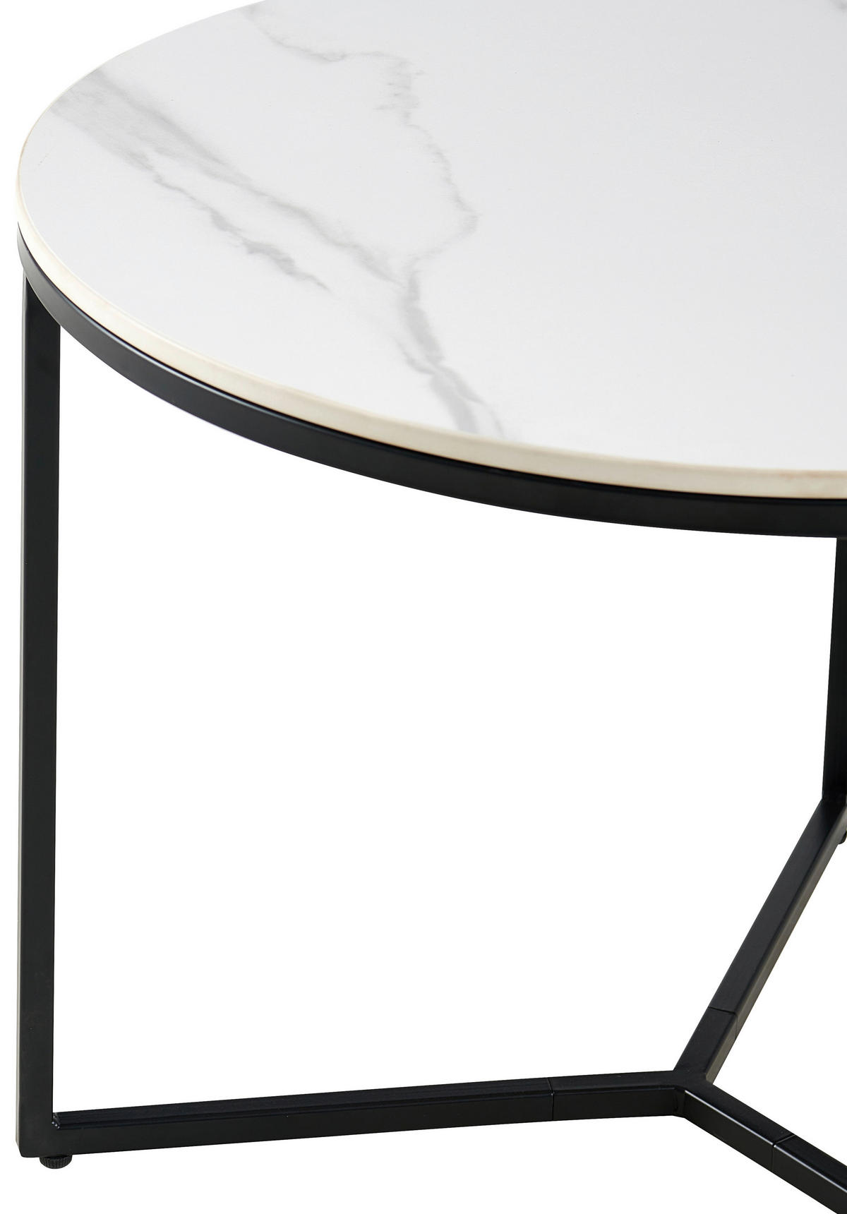 BEISTELLTISCH in Metall, Keramik 60/60/45 cm  - Weiss/Schwarz, Design, Keramik/Metall (60/60/45cm) - Livetastic