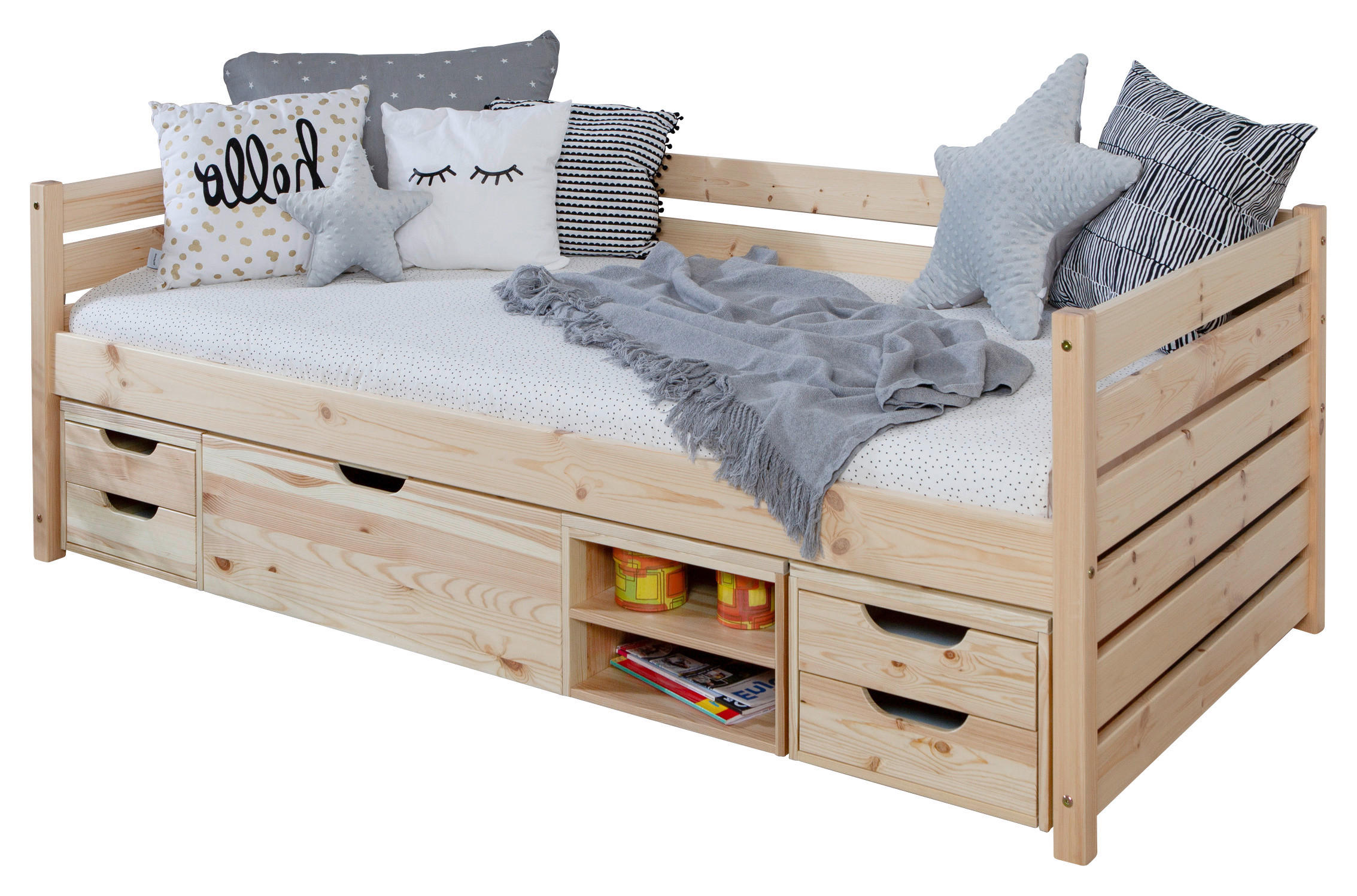 STAURAUMBETT 90/200 cm  in Naturfarben   - Naturfarben, Modern, Holz (90/200cm) - MID.YOU