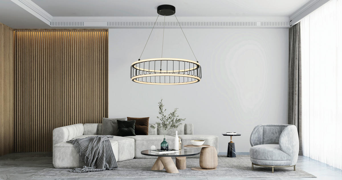 LED SVJETILJKA VISEĆA    57,5/13,5/150 cm    Cicolo Cage  - bijela/crna, Design, metal/plastika (57,5/13,5/150cm)