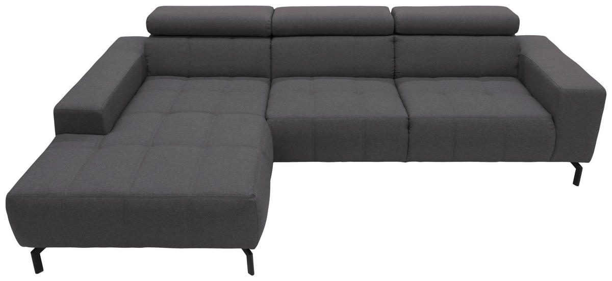 ECKSOFA Braun, Schwarz Webstoff  - Schwarz/Braun, Design, Textil/Metall (175/292cm) - MID.YOU