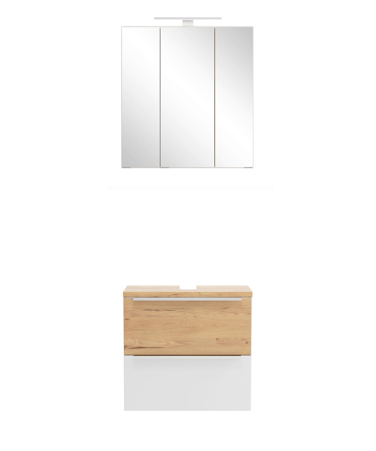 BADEZIMMER 2-teilig  in 60 cm  - Wildeiche/Edelstahlfarben, Trend, Glas/Holzwerkstoff (60cm) - Held