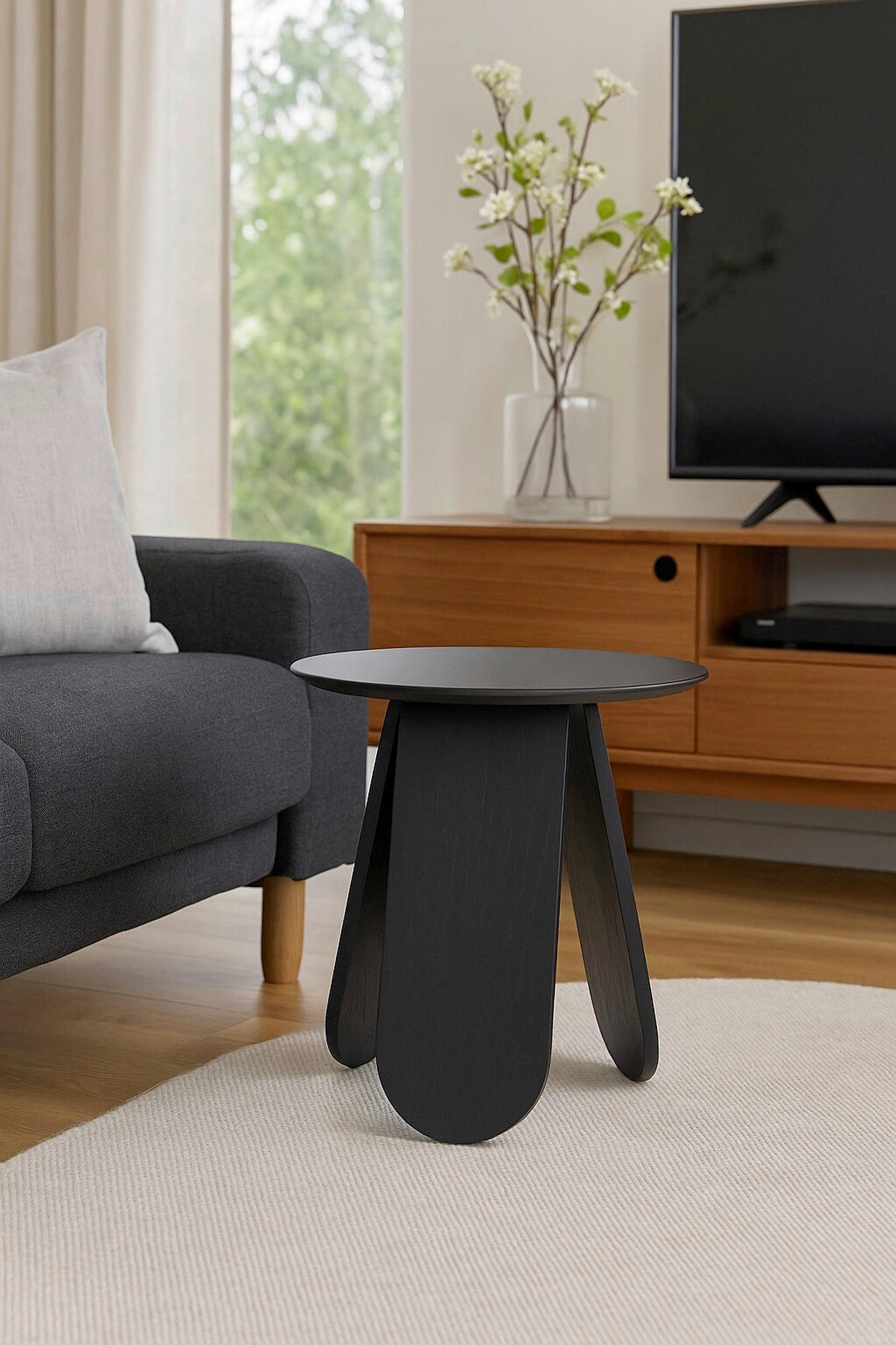 BEISTELLTISCH 50/50/42 cm Schwarz rund  - Schwarz, Design, Holzwerkstoff (50/50/42cm) - MID.YOU