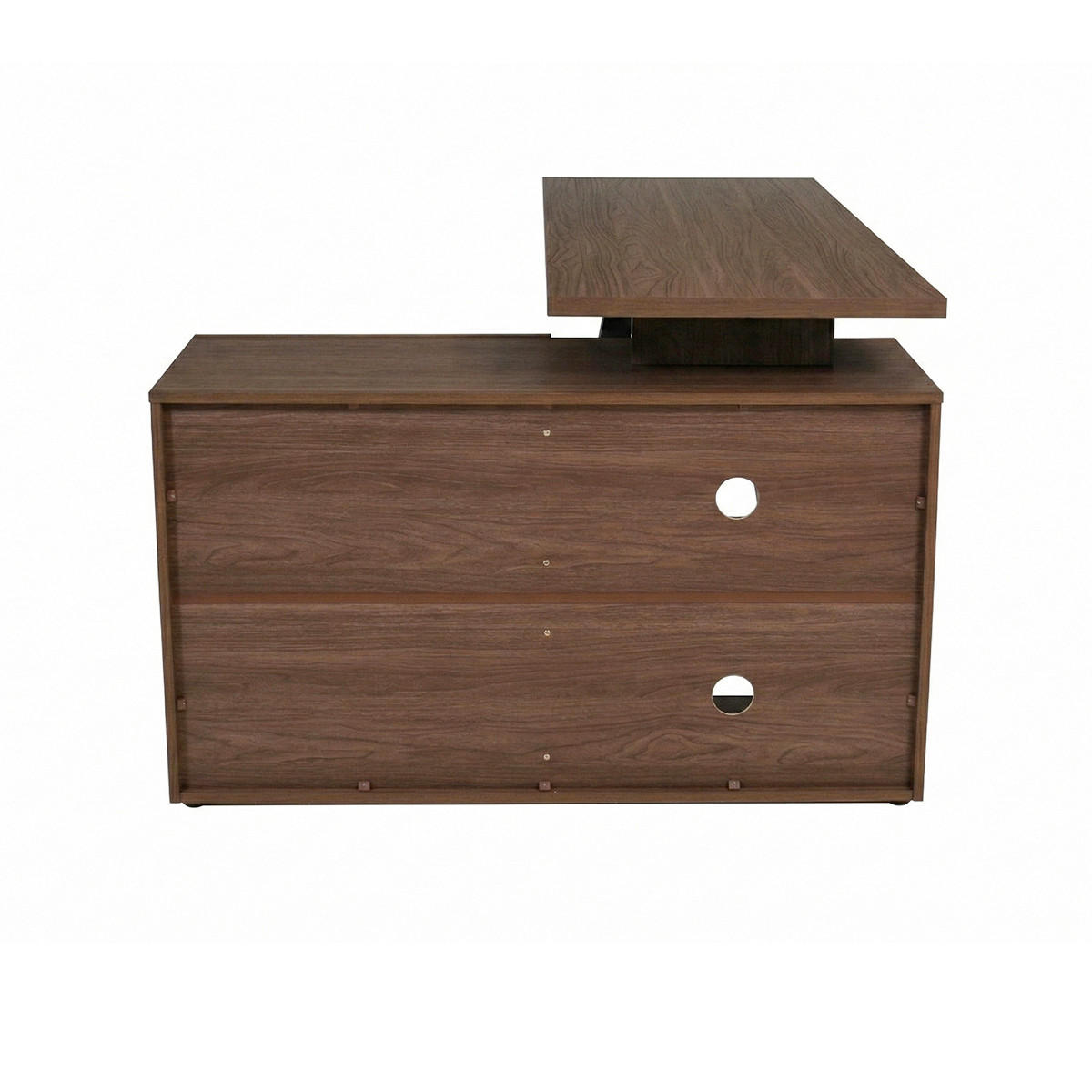 ECKSCHREIBTISCH 140/110/76 cm Schwarz, Walnussfarben Stauraum, seitenverkehrt montierbar  - Walnussfarben/Schwarz, Design, Holzwerkstoff (140/110/76cm) - MID.YOU