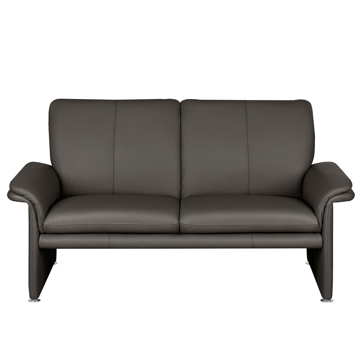 2-SITZER-SOFA Dunkelbraun Echtleder  - Dunkelbraun/Silberfarben, Design, Leder/Metall (164/90/88cm) - Livetastic
