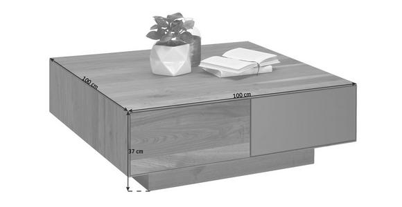 COUCHTISCH in Glas, Holz 100/100/37 cm - Nussbaumfarben/Bronzefarben, Design, Glas/Holz (100/100/37cm) - Dieter Knoll