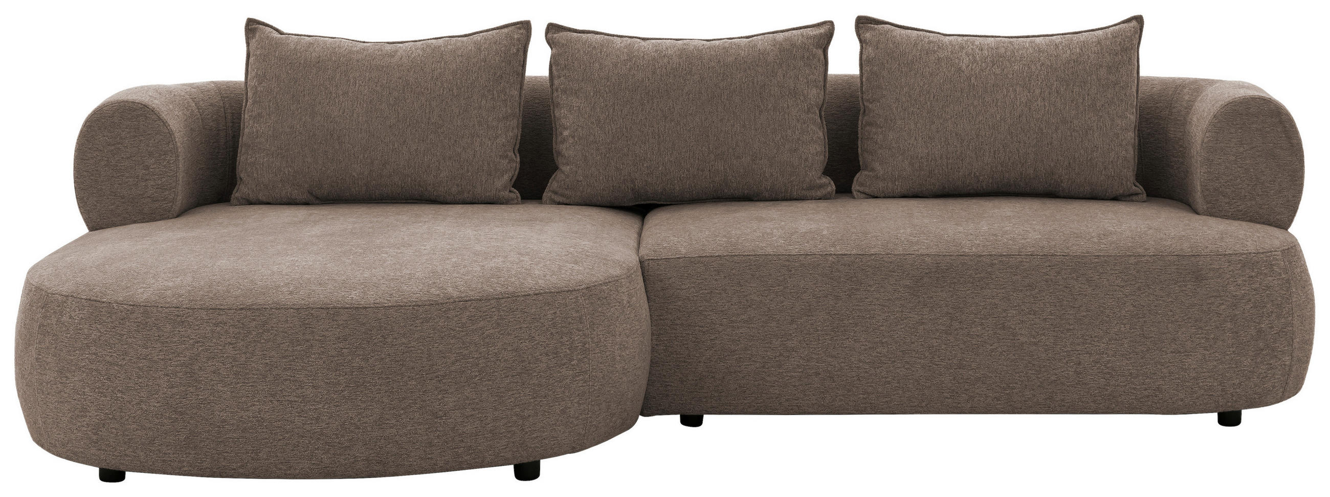 ECKSOFA FERRO Braun Chenille  - Schwarz/Braun, Design, Kunststoff/Textil (156/256cm) - Livetastic
