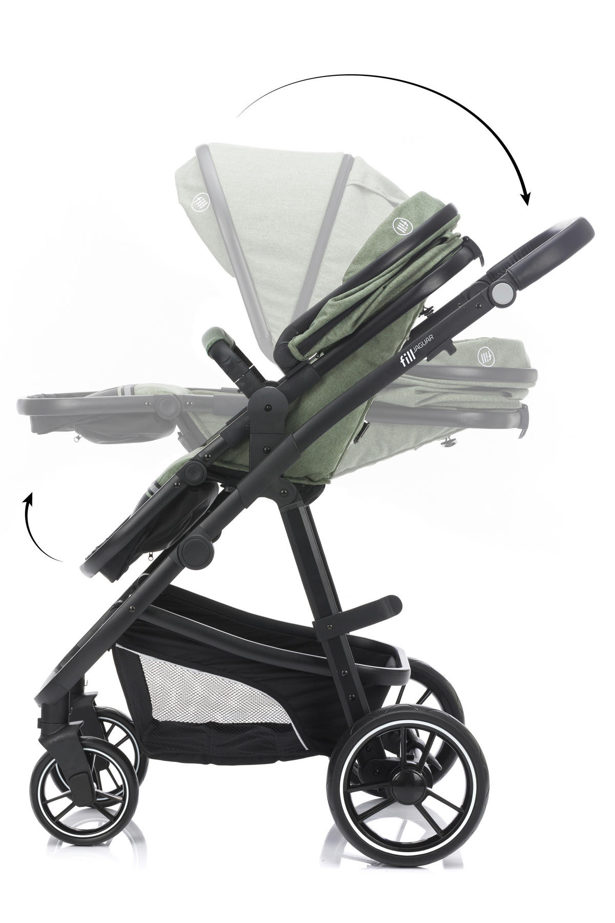 DEČJA KOLICA - SET  JAGUAR  - zelena/crna, Osnovno, tekstil/metal (50/45/85cm) - JAGUAR