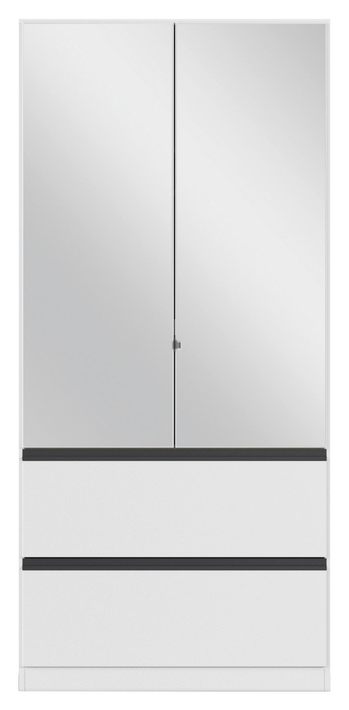 DREHTÜRENSCHRANK in Weiss  - Weiss/Grau, Modern, Holzwerkstoff (91/197/54cm) - Rauch Möbel