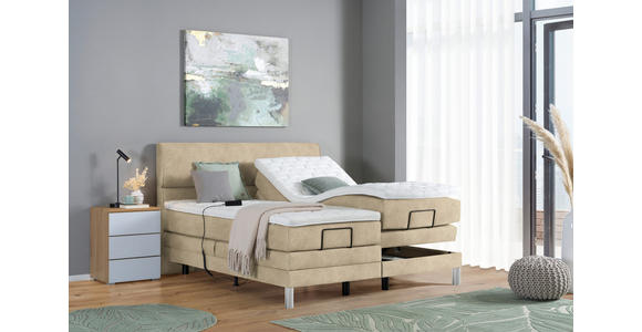 BOXSPRINGBETT 180/200 cm  in Beige  - Chromfarben/Beige, KONVENTIONELL, Kunststoff/Textil (180/200cm) - Voleo