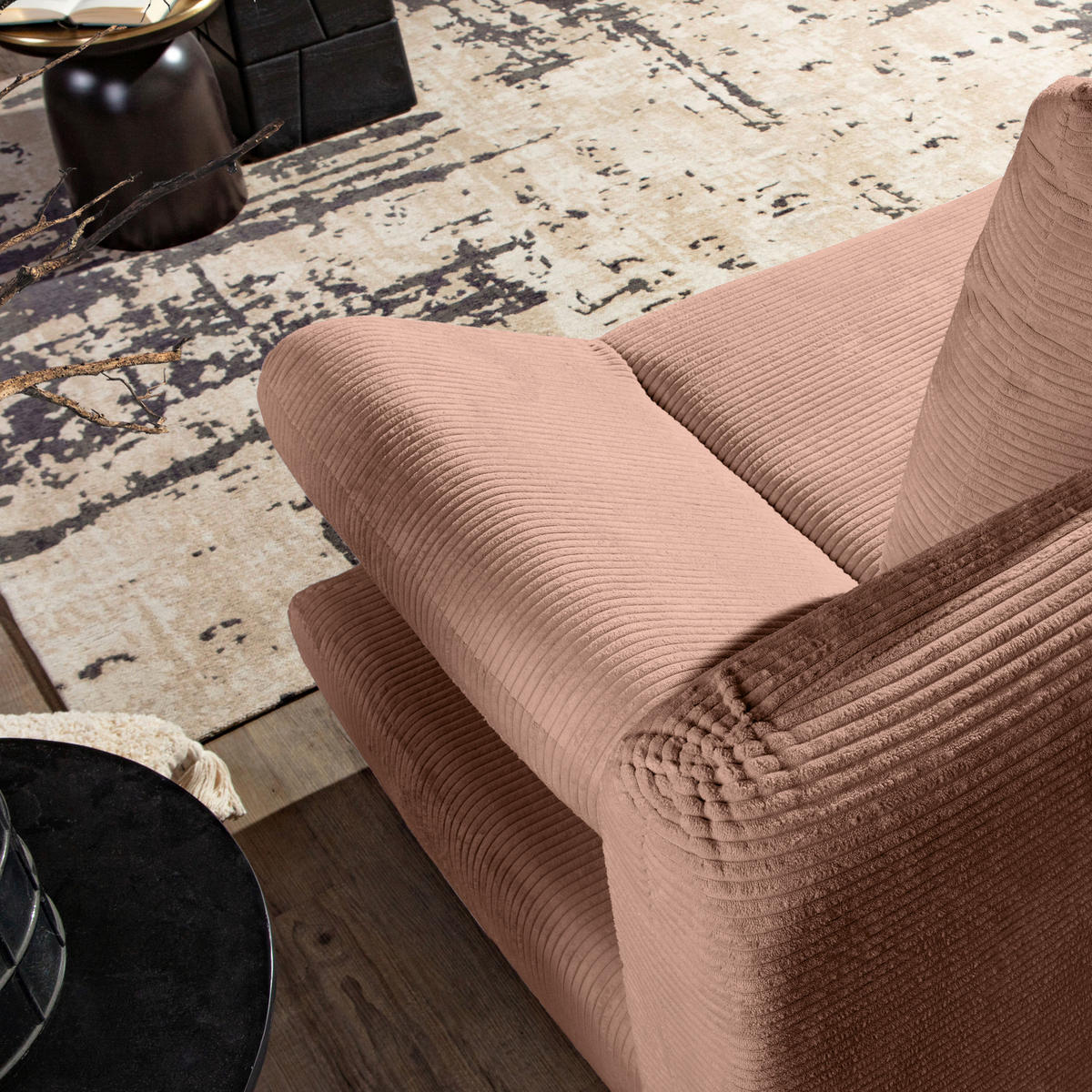 BÄDDSOFFA i manchester gammelrosa  - gammelrosa/naturfärgad, Klassisk, trä/textil (200/75/92cm) - Livetastic