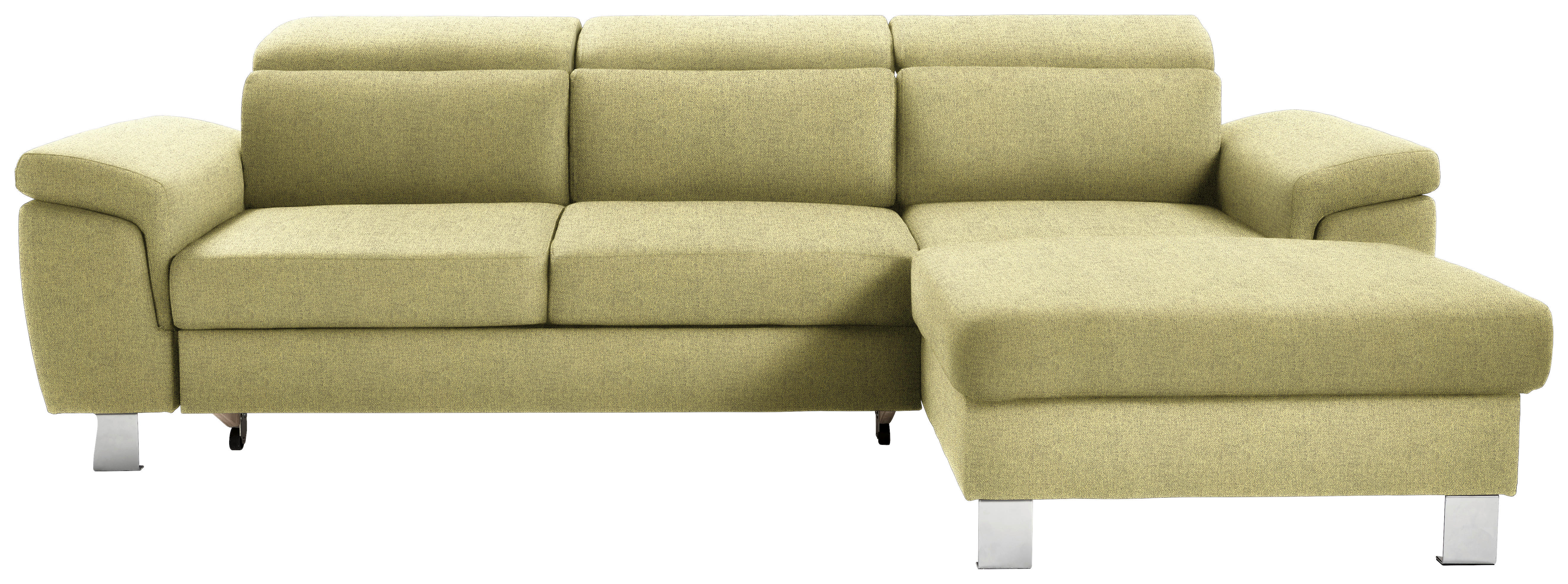 ECKSOFA in Webstoff Grün  - Silberfarben/Grün, Design, Textil/Metall (250/167cm) - Xora