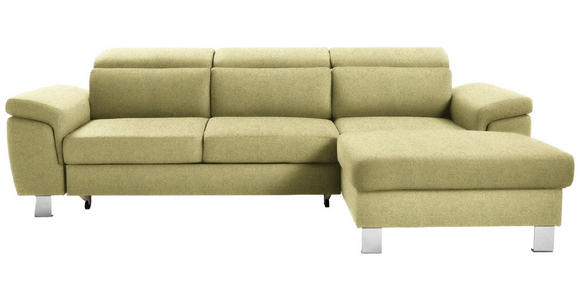 ECKSOFA inkl. Funktionen Grün Webstoff  - Silberfarben/Grün, Design, Textil/Metall (250/167cm) - Xora