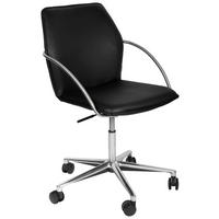 DREHSTUHL  in Schwarz, Edelstahlfarben  - Chromfarben/Edelstahlfarben, Design, Leder/Kunststoff (56,5/82-94/60cm) - Novel