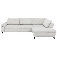 ECKSOFA in Cord, Velours Ecru  - Ecru/Schwarz, Design, Textil/Metall (291/197cm) - Beldomo Style