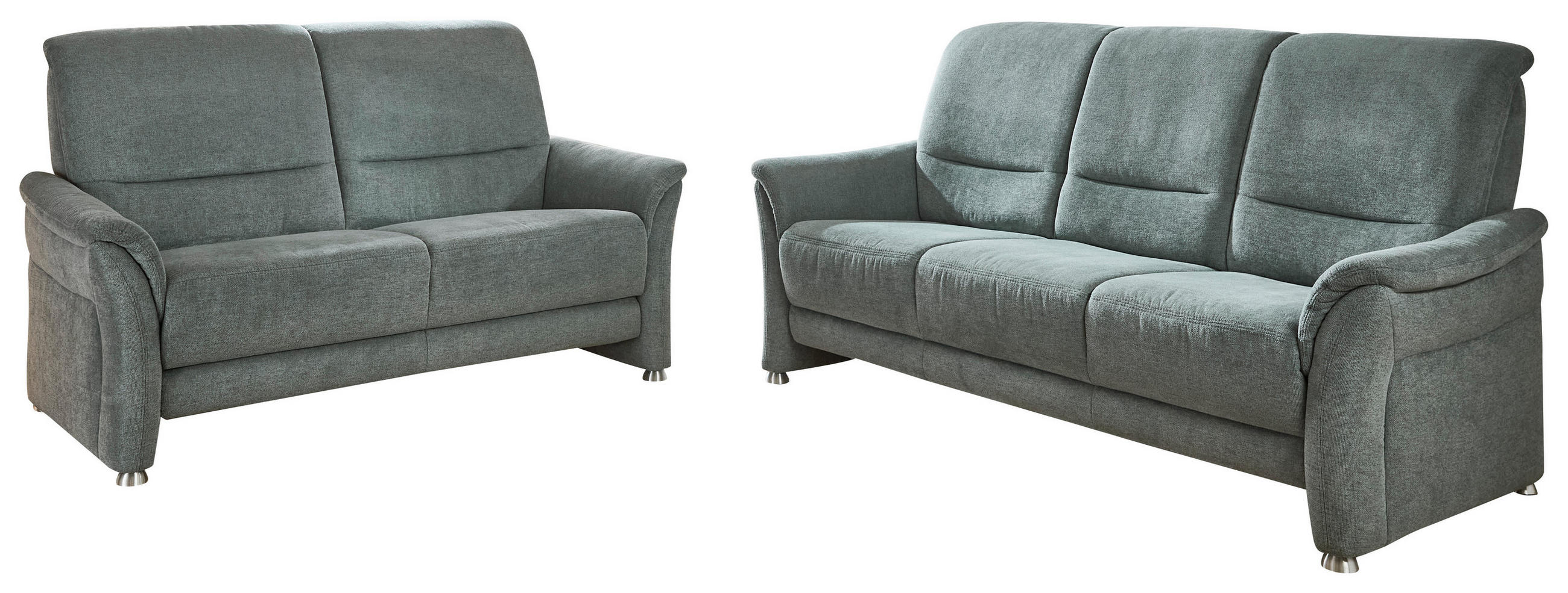 SITZGARNITUR Flachgewebe Graublau  - Graublau/Alufarben, Konventionell, Textil/Metall (198/172/96/93cm) - Beldomo Premium