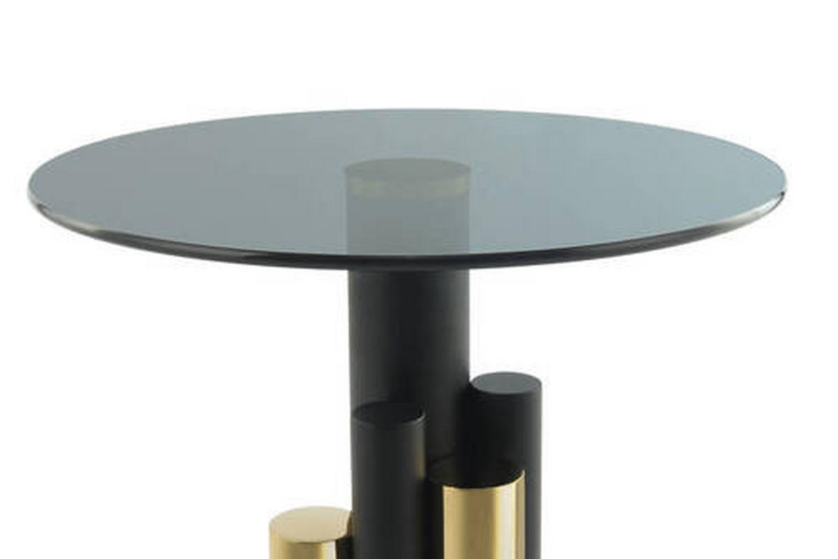 BEISTELLTISCH in Metall, Glas 46/46/52 cm  - Goldfarben/Grau, Modern, Glas/Metall (46/46/52cm) - Kayoom