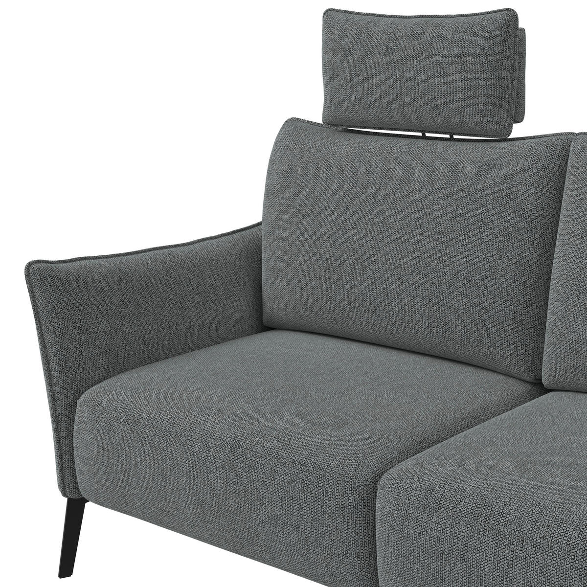 3-SITZER-SOFA Chenille Dunkelgrau  - Dunkelgrau/Schwarz, Konventionell, Textil/Metall (184/90/92cm) - Elegando