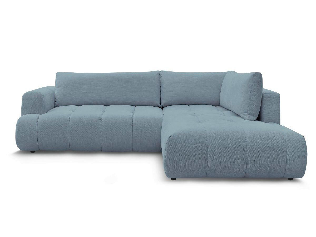 ECKSCHLAFSOFA FUJI Leinenoptik Hellblau  inkl.  - Schwarz/Hellblau, MODERN, Kunststoff/Textil (282/204cm)
