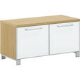 GARDEROBENBANK 84/45/40 cm  - Chromfarben/Eiche Bianco, Design, Glas/Holz (84/45/40cm) - Novel