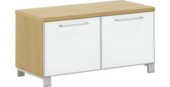 GARDEROBENBANK 84/45/40 cm  - Chromfarben/Eiche Bianco, Design, Glas/Holz (84/45/40cm) - Novel