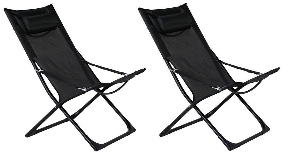 STRANDSTUHL Stahl Schwarz  - Schwarz, KONVENTIONELL, Textil/Metall (63/89/84cm) - Gardenson