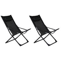 STRANDSTUHL Stahl Schwarz  - Schwarz, KONVENTIONELL, Textil/Metall (63/89/84cm) - Gardenson