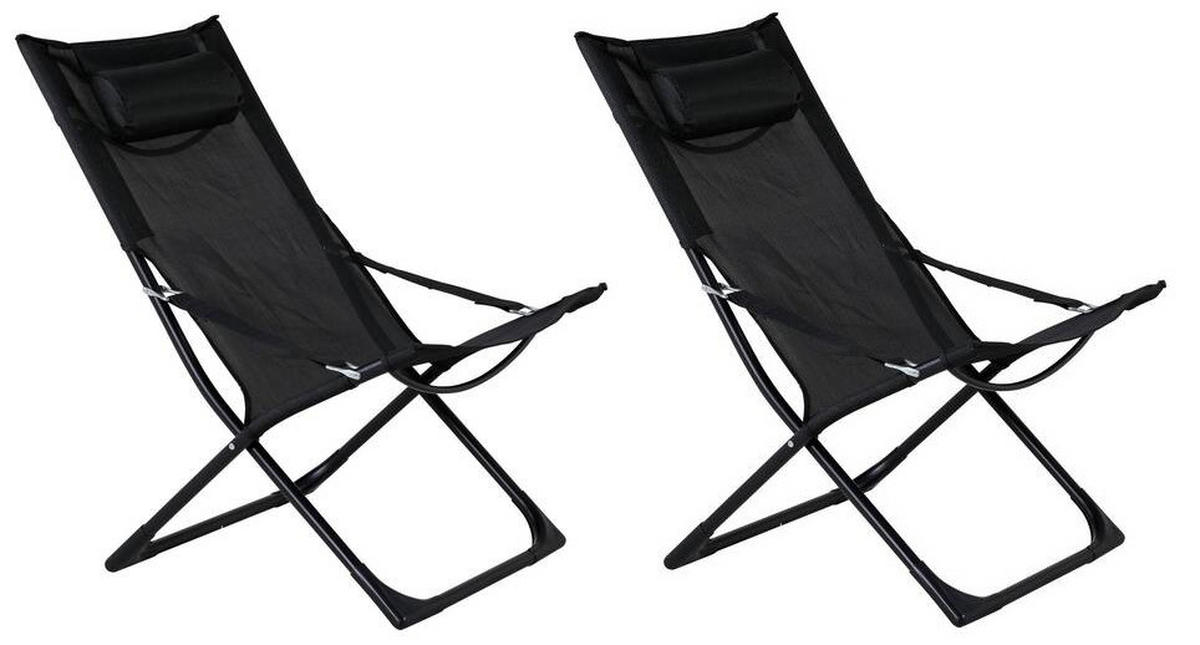 STRANDSTUHL Stahl Schwarz  - Schwarz, KONVENTIONELL, Textil/Metall (63/89/84cm) - Gardenson